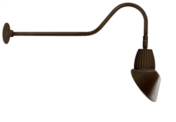 RAB GN2LED26YRAC11BWN 26W LED Gooseneck Cone Shade with 35" Goose Arm, 3000K Color Temperature (Warm), Rectangular Reflector, 11" Angled Cone Shade, Brown Finish