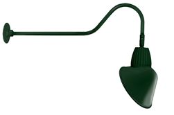 RAB GN2LED26YSACG 26W LED Gooseneck Cone Shade with 35" Goose Arm, 3000K Color Temperature (Warm), Spot Reflector, 15" Angled Cone Shade, Hunter Green Finish