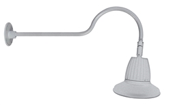RAB GN2LED26YSTS 26W LED Gooseneck Straight Shade with 35" Goose Arm, 3000K (Warm), Flood Reflector, 15" Straight Shade, Silver Finish
