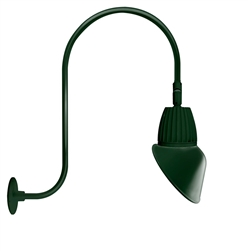 RAB GN3LED13NAC11G 13W LED Gooseneck Cone Shade with Upcurve 30" High, 25" from Wall Goose Arm, 4000K Color Temperature (Neutral), Flood Reflector, 11" Angled Cone Shade, Hunter Green Finish