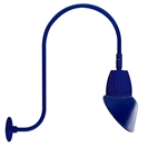 RAB GN3LED13NRAC11BL 13W LED Gooseneck Cone Shade with Upcurve 30" High, 25" from Wall Goose Arm, 4000K Color Temperature (Neutral), Rectangular Reflector, 11" Angled Cone Shade, Royal Blue Finish