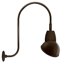 RAB GN3LED13NSAD11BWN 13W LED Gooseneck Dome Shade with Upcurve 30" High, 25" from Wall Goose Arm, 4000K (Neutral), Spot Reflector, 11" Angled Dome Shade, Brown Finish
