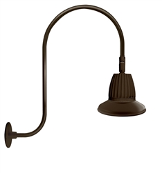RAB GN3LED13NST11BWN 13W LED Gooseneck Straight Shade with Upcurve 30" High, 25" from Wall Goose Arm, 4000K (Neutral), Flood Reflector, 11" Straight Shade, Brown Finish