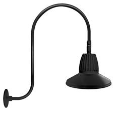 RAB GN3LED13NSTB 13W LED Gooseneck Straight Shade with Upcurve 30" High, 25" from Wall Goose Arm, 4000K (Neutral), Flood Reflector, 15" Straight Shade, Black Finish