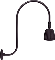 RAB RAB-GN3LED13YA 13W LED Gooseneck No Shade with Upcurve 30" High, 25" from Wall Goose Arm 3000K (Warm), Flood Reflector, Bronze Finish