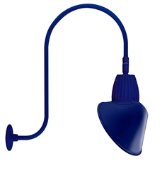 RAB GN3LED13YACBL 13W LED Gooseneck Cone Shade with Upcurve 30" High, 25" from Wall Goose Arm, 3000K Color Temperature (Warm), Flood Reflector, 15" Angled Cone Shade, Royal Blue Finish