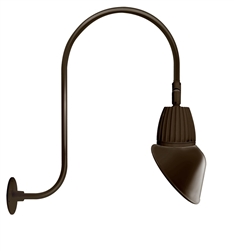 RAB GN3LED13YRAC11BWN 13W LED Gooseneck Cone Shade with Upcurve 30" High, 25" from Wall Goose Arm, 3000K Color Temperature (Warm), Rectangular Reflector, 11" Angled Cone Shade, Brown Finish