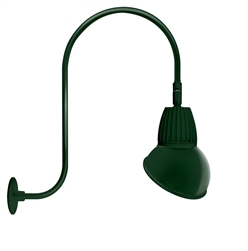 RAB GN3LED13YRAD11G 13W LED Gooseneck Dome Shade with Upcurve 30" High, 25" from Wall Goose Arm, 3000K (Warm), Rectangular Reflector, 11" Angled Dome Shade, Hunter Green Finish