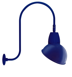 RAB GN3LED13YRADBL 13W LED Gooseneck Dome Shade with Upcurve 30" High, 25" from Wall Goose Arm, 3000K (Warm), Rectangular Reflector, 15" Angled Dome Shade, Royal Blue Finish