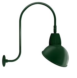 RAB GN3LED13YRADG 13W LED Gooseneck Dome Shade with Upcurve 30" High, 25" from Wall Goose Arm, 3000K (Warm), Rectangular Reflector, 15" Angled Dome Shade, Hunter Green Finish