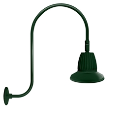 RAB GN3LED13YRST11G 13W LED Gooseneck Straight Shade with Upcurve 30" High, 25" from Wall Goose Arm, 3000K (Warm), Rectangular Reflector, 11" Straight Shade, Hunter Green Finish