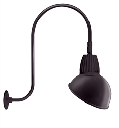 RAB GN3LED13YSADA 13W LED Gooseneck Dome Shade with Upcurve 30" High, 25" from Wall Goose Arm, 3000K (Warm), Spot Reflector, 15" Angled Dome Shade, Bronze Finish