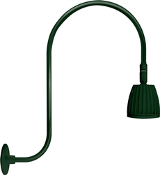 RAB RAB-GN3LED13YSG 13W LED Gooseneck No Shade with Upcurve 30" High, 25" from Wall Goose Arm 3000K (Warm), Spot Reflector, Hunter Green Finish