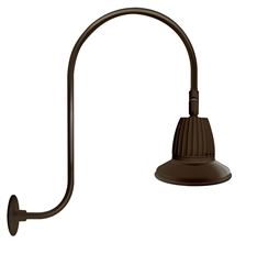 RAB GN3LED13YSST11BWN 13W LED Gooseneck Straight Shade with Upcurve 30" High, 25" from Wall Goose Arm, 3000K (Warm), Spot Reflector, 11" Straight Shade, Brown Finish