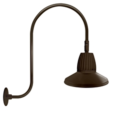 RAB GN3LED13YSSTBWN 13W LED Gooseneck Straight Shade with Upcurve 30" High, 25" from Wall Goose Arm, 3000K (Warm), Spot Reflector, 15" Straight Shade, Brown Finish