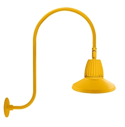 RAB GN3LED13YSTYL 13W LED Gooseneck Straight Shade with Upcurve 30" High, 25" from Wall Goose Arm, 3000K (Warm), Flood Reflector, 15" Straight Shade, Yellow Finish