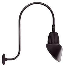 RAB GN3LED26NAC11A 26W LED Gooseneck Cone Shade with Upcurve 30" High, 25" from Wall Goose Arm, 4000K Color Temperature (Neutral), Flood Reflector, 11" Angled Cone Shade, Bronze Finish