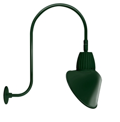 RAB GN3LED26NSACG 26W LED Gooseneck Cone Shade with Upcurve 30" High, 25" from Wall Goose Arm, 4000K Color Temperature (Neutral), Spot Reflector, 15" Angled Cone Shade, Hunter Green Finish