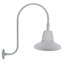 RAB GN3LED26NSTS 26W LED Gooseneck Straight Shade with Upcurve 30" High, 25" from Wall Goose Arm, 4000K (Neutral), Flood Reflector, 15" Straight Shade, Silver Finish