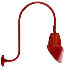 RAB GN3LED26YRAC11R 26W LED Gooseneck Cone Shade with Upcurve 30" High, 25" from Wall Goose Arm, 3000K Color Temperature (Warm), Rectangular Reflector, 11" Angled Cone Shade, Red Finish