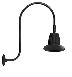 RAB GN3LED26YRST11B 26W LED Gooseneck Straight Shade with Upcurve 30" High, 25" from Wall Goose Arm, 3000K (Warm), Rectangular Reflector, 11" Straight Shade, Black Finish