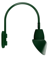 RAB GN4LED13NAC11G 13W LED Gooseneck Cone Shade with Wall 20" High, 19" from Wall Goose Arm, 4000K Color Temperature (Neutral), Flood Reflector, 11" Angled Cone Shade, Hunter Green Finish