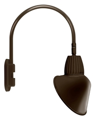 RAB GN4LED13NACBWN 13W LED Gooseneck Cone Shade with Wall 20" High, 19" from Wall Goose Arm, 4000K Color Temperature (Neutral), Flood Reflector, 15" Angled Cone Shade, Brown Finish