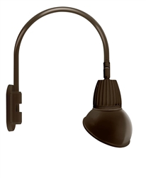 RAB GN4LED13NAD11BWN 13W LED Gooseneck Dome Shade with Wall 20" High, 19" from Wall Goose Arm, 4000K (Neutral), Flood Reflector, 11" Angled Dome Shade, Brown Finish