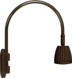 RAB GN4LED13NBWN 26W LED Gooseneck No Shade with Wall 20" High, 19" from Wall Goose Arm, 4000K (Neutral), Flood Reflector, Brown Finish