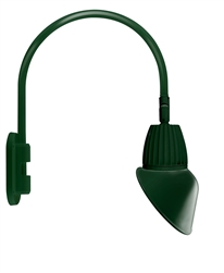 RAB GN4LED13NSAC11G 13W LED Gooseneck Cone Shade with Wall 20" High, 19" from Wall Goose Arm, 4000K Color Temperature (Neutral), Spot Reflector, 11" Angled Cone Shade, Hunter Green Finish