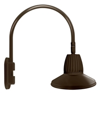RAB GN4LED13NSSTBWN 13W LED Gooseneck Straight Shade with Wall 20" High, 19" from Wall Goose Arm, 4000K (Neutral), Spot Reflector, 15" Straight Shade, Brown Finish