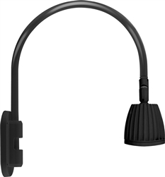 RAB GN4LED13YRB 26W LED Gooseneck No Shade with Wall 20" High, 19" from Wall Goose Arm, 3000K (Warm), Rectangular Reflector, Black Finish