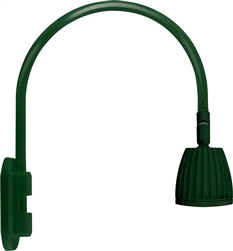 RAB GN4LED13YRG 26W LED Gooseneck No Shade with Wall 20" High, 19" from Wall Goose Arm, 3000K (Warm), Rectangular Reflector, Hunter Green Finish