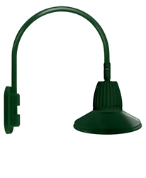 RAB GN4LED13YRSTG 13W LED Gooseneck Straight Shade with Wall 20" High, 19" from Wall Goose Arm, 3000K (Warm), Rectangular Reflector, 15" Straight Shade, Hunter Green Finish