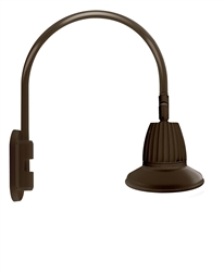 RAB GN4LED13YSST11BWN 13W LED Gooseneck Straight Shade with Wall 20" High, 19" from Wall Goose Arm, 3000K (Warm), Spot Reflector, 11" Straight Shade, Brown Finish