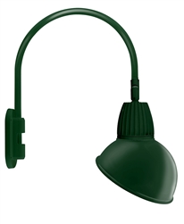 RAB GN4LED26YRADG 26W LED Gooseneck Dome Shade with Wall 20" High, 19" from Wall Goose Arm, 3000K (Warm), Rectangular Reflector, 15" Angled Dome Shade, Hunter Green Finish