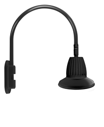 RAB GN4LED26YSST11B 26W LED Gooseneck Straight Shade with Wall 20" High, 19" from Wall Goose Arm, 3000K (Warm), Spot Reflector, 11" Straight Shade, Black Finish
