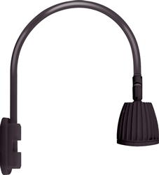 RAB GN5LED13NA 13W LED Gooseneck No Shade with Pole 20" High, 19" from Pole Goose Arm, 4000K (Neutral), Flood Reflector, Bronze Finish