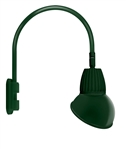 RAB GN5LED13NAD11G 13W LED Gooseneck Dome Shade with Pole 20" High, 19" from Pole Goose Arm, 4000K (Neutral), Flood Reflector, 11" Angled Dome Shade, Hunter Green Finish