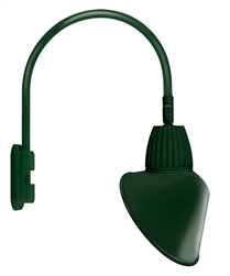 RAB GN5LED13NSACG 13W LED Gooseneck Cone with Pole 20" High, 19" from Pole Goose Arm, 4000K Color Temperature (Neutral), Spot Reflector, 15" Angled Cone Shade, Hunter Green Finish