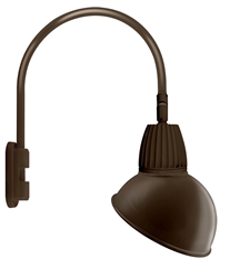 RAB GN5LED13NSADBWN 13W LED Gooseneck Dome Shade with Pole 20" High, 19" from Pole Goose Arm, 4000K (Neutral), Spot Reflector, 15" Angled Dome Shade, Brown Finish