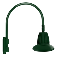 RAB GN5LED13NST11G 13W LED Gooseneck Straight Shade with Pole 20" High, 19" from Pole Goose Arm, 4000K (Neutral), Flood Reflector, 11" Straight Angle Shade, Hunter Green Finish