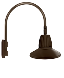 RAB GN5LED13NSTBWN 13W LED Gooseneck Straight Shade with Pole 20" High, 19" from Pole Goose Arm, 4000K (Neutral), Flood Reflector, 15" Straight Angle Shade, Brown Finish