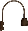 RAB GN5LED13YBWN 13W LED Gooseneck No Shade with Pole 20" High, 19" from Pole Goose Arm, 3000K (Warm), Flood Reflector, Brown Finish