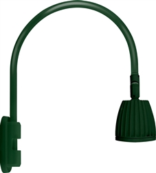 RAB GN5LED13YRG 13W LED Gooseneck No Shade with Pole 20" High, 19" from Pole Goose Arm, 3000K (Warm), Rectangular Reflector, Hunter Green Finish