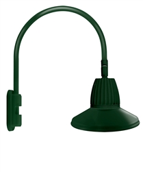 RAB GN5LED26NRSTG 26W LED Gooseneck Straight Shade with Pole 20" High, 19" from Pole Goose Arm, 4000K (Neutral), Rectangular Reflector, 15" Straight Angle Shade, Hunter Green Finish