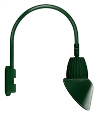 RAB GN5LED26NSAC11G 26W LED Gooseneck Cone with Pole 20" High, 19" from Pole Goose Arm, 4000K Color Temperature (Neutral), Spot Reflector, 11" Angled Cone Shade, Hunter Green Finish