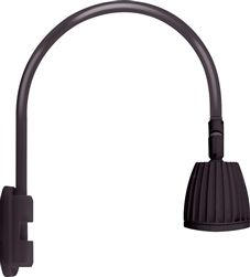 RAB GN5LED26YA 26W LED Gooseneck No Shade with Pole 20" High, 19" from Pole Goose Arm, 3000K (Warm), Flood Reflector, Bronze Finish