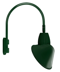 RAB GN5LED26YACG 26W LED Gooseneck Cone with Pole 20" High, 19" from Pole Goose Arm, 3000K Color Temperature (Warm), Flood Reflector, 15" Angled Cone Shade, Hunter Green Finish