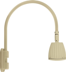 RAB GN5LED26YI 26W LED Gooseneck No Shade with Pole 20" High, 19" from Pole Goose Arm, 3000K (Warm), Flood Reflector, Ivory Finish